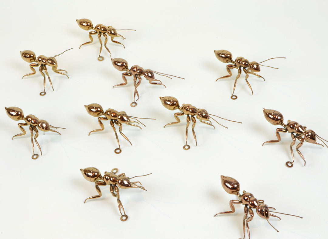 Copper Ant - installation - Best seller. Decorative Object / Sculpture. Copper Colour. Ant Decorative object. Can be used as a free standing ornament or wall decor. The Ant feet contains fixtures that allowed the sculpture to be hung on the wall and used 