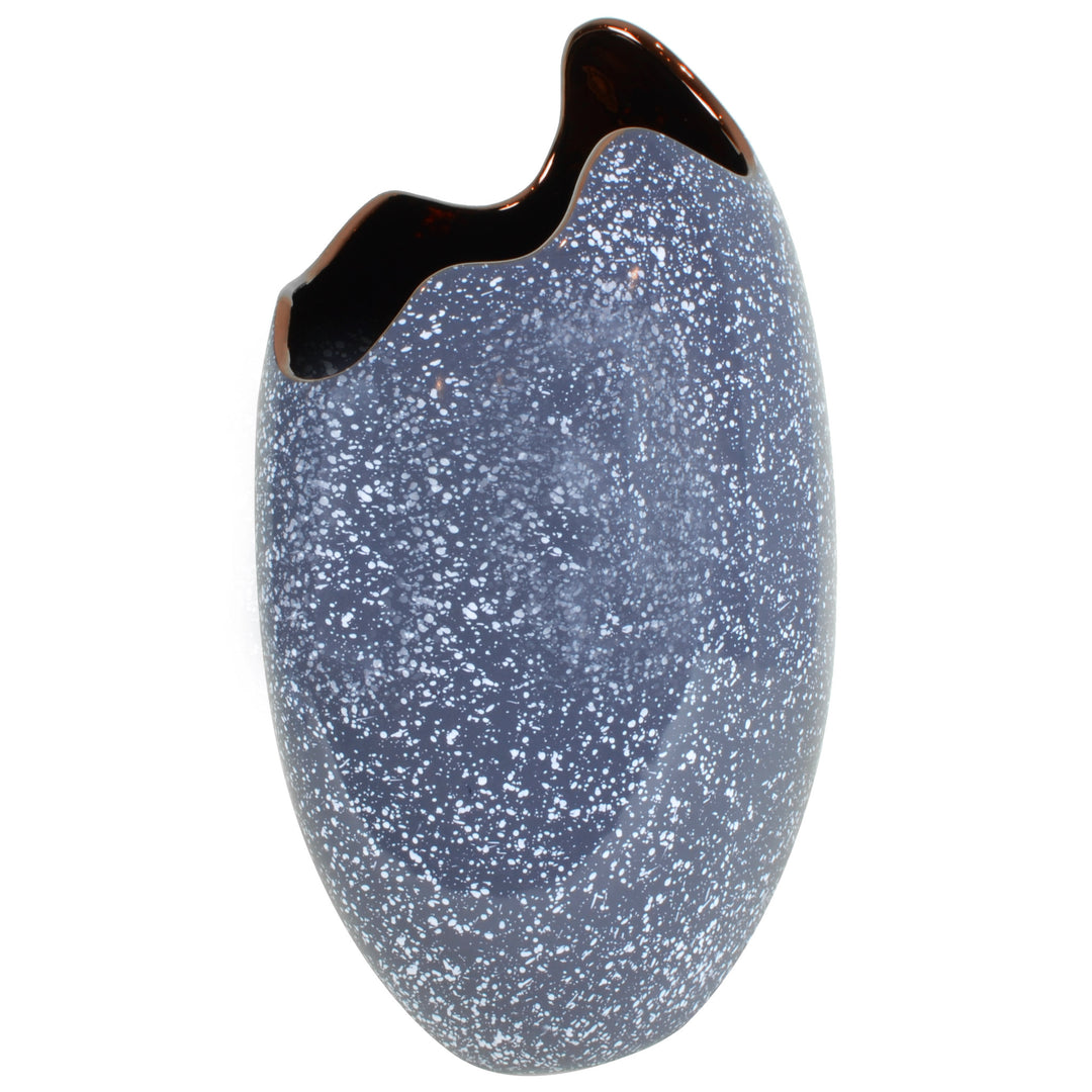 Egg Vase - Grey Marble & Copper - Ceramic vase. Modern style Decorative object. Organic shaped vase. Cracked egg-shaped vase. Glossy polished finish. Available in 6 colour combinations. Bowl interior colour options are Copper or Gold. Bowl outside colour 